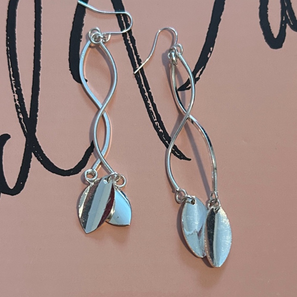 Elegant Silver Leaf Drop Earrings